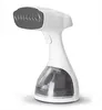 A white handheld garment steamer with a gray steaming plate and a transparent water reservoir. Produktbild-Vorschau
