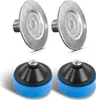 Four silicone gun accessories are displayed against a white background. The top two are silver metal discs with cylindrical stems. The bottom two are black conical shapes with blue rubber bases, each topped with a silver screw. Podgląd zdjęcia produktu