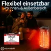 A couple sitting on a balcony at night, with a heater glowing red in the foreground. Produktbild-Vorschau