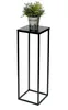 A black metal plant stand with a potted green plant on top, set against a white background. Voir les images du produit