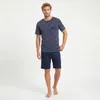 GIANVAGLIA Herren Pyjama Set Blau Schlafanzug Shorty Produktbild-Vorschau 3