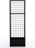 A tall, black metal firewood rack with a grid pattern on the top and middle sections and a solid base. Podgląd zdjęcia produktu