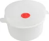A white microwave pot with a red lid vent. Produktbild-Vorschau