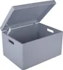 A gray storage box with its lid open, shown against a white background. Produktbild-Vorschau
