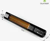 A black infrared heater is shown against a white background with dimensions indicated. Produktbild-Vorschau