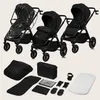 A collection of baby strollers and accessories displayed against a light gray background. Produktbild-Vorschau