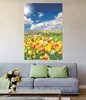 Wallario selbstklebendes Poster - Tulpenwiese unter blauem Produktbild-Vorschau 2
