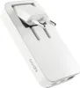 A white power adapter with European plug prongs inserted into a slot. Podgląd zdjęcia produktu