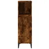 A tall, narrow cabinet with a rustic wood finish and black legs, shown against a white background. Produktbild-Vorschau