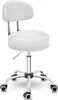 A white rolling stool with a backrest is shown against a white background. Podgląd zdjęcia produktu
