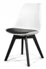 A modern chair with a white seat and black cushion, set against a white background. Produktbild-Vorschau