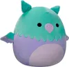 A plush toy owl with teal and purple coloring, presented against a white background. Podgląd zdjęcia produktu