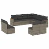 11-tlg. Garten-Sofagarnitur mit Kissen Grau Poly Rattan Produktbild-Vorschau 1