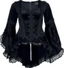 Sinister Gothic Langarmshirt Damen Gothic Top schwarz Produktbild-Vorschau 1