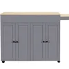 A gray kitchen island with a light wood countertop is shown against a white background. Produktbild-Vorschau