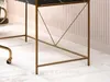 Close-up of the base of a desk with a marble top and gold metal legs. Voir les images du produit
