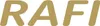The image shows the word RAFI in large, bold, golden letters against a white background. This appears to be a logo or branding element. Produktbild-Vorschau