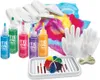 A tie-dye craft kit laid out on a white surface, showing all the components. Produktbild-Vorschau