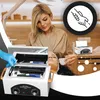 A beautician is using a sterilizer on a client's face, with the sterilizer prominently displayed. Voir les images du produit