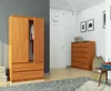 BDW Armadio 2 ante 2 cassetti, specchio, ontano, 180x90x51 Anteprima dell’immagine prodotto 3