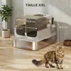 ZOOPARK Litière Fermée Chat XXL 70x50cm Inox - Maison de Voir les images du produit 2