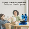 A woman and a child are looking at a globe on a table, with a 3D printer in the foreground. Produktbild-Vorschau