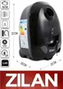 A black vacuum cleaner with various feature icons and dimensions displayed next to it, with the brand name at the bottom. Produktbild-Vorschau