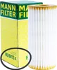 A product shot of a Mann Filter oil filter and its packaging. Produktbild-Vorschau