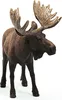 A brown moose figurine with large antlers, standing on a white background. Náhled obrázku produktu