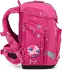 A pink backpack with star patterns and a unicorn emblem. Produktbild-Vorschau