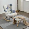 Merax Schaukelstuhl Relaxsessel mit Fußhocker, Patchwork Produktbild-Vorschau 2