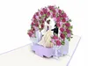 biglietto di matrimonio pop-up 3D con arco di fiori di rosa Anteprima dell’immagine prodotto 6