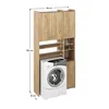 A washing machine cabinet with shelves, shown with dimensions. Náhled obrázku produktu