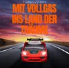 A red toy race car bed on a road with a sunset background. Produktbild-Vorschau