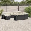vidaXL 11-tlg. Garten-Sofagarnitur mit Kissen Schwarz Poly Produktbild-Vorschau 2
