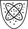 A stylized graphic representing an atom within a shield shape. Anteprima dell’immagine prodotto