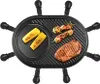 Der Unold Raclette Gourmet ist ein ovaler Tischgrill mit acht schwarzen Raclette-Pfännchen, abgebild Produktbild-Vorschau
