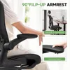 Close-up of a person's arm resting on the armrest of a black office chair, with inset images showing the chair's features. Náhled obrázku produktu