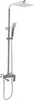 A modern chrome shower set with a rain showerhead and a handheld showerhead. Anteprima dell’immagine prodotto