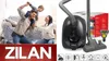 A collage showing a family playing and a vacuum cleaner with its packaging and accessories. Produktbild-Vorschau