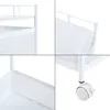 A collage of four close-up images of a white rolling cart, showing different angles and details. Podgląd zdjęcia produktu