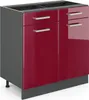 A kitchen base cabinet with red high-gloss doors and drawers, set against a white background. Náhľad obrázku produktu