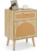 Stolik nocny COSTWAY rattan, szafka nocna z szufladą i Podgląd zdjęcia produktu 1