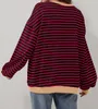 ASKSA Damen Sweatshirt Oversized Gestreift Farbblock Produktbild-Vorschau 6