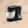 A black kitchen mixer is shown against a light beige background with dimensions indicated by lines and text. Produktbild-Vorschau