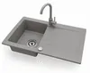 Granitspüle 76x44 cm mit Armatur Grau – Küchenspüle aus Produktbild-Vorschau 2