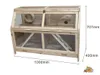 A wooden and glass multi-level cage for small animals, with dimensions indicated. Produktbild-Vorschau