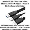B38 USB 3.0 Y-Kabel A auf Micro USB 3.0 + USB A 50cm für Produktbild-Vorschau 2