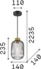 Vintage-Decò Pendelleuchte Mint-1 Metall geräuchert 1 Licht Produktbild-Vorschau 2
