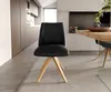 DELIFE Drehstuhl Elso-Flex Echt-Leder Schwarz Holzgestell Produktbild-Vorschau 2